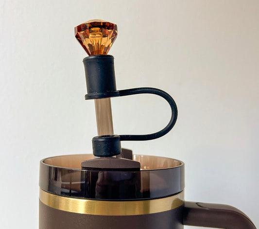 Adorno de pajilla con gema de lujo – accesorio reutilizable para bebidas inspirado en cristal